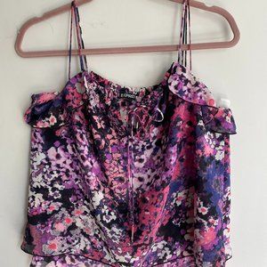 Express sleeveless Top ,Size: XS with summer blossom colors print